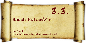 Bauch Balabán névjegykártya